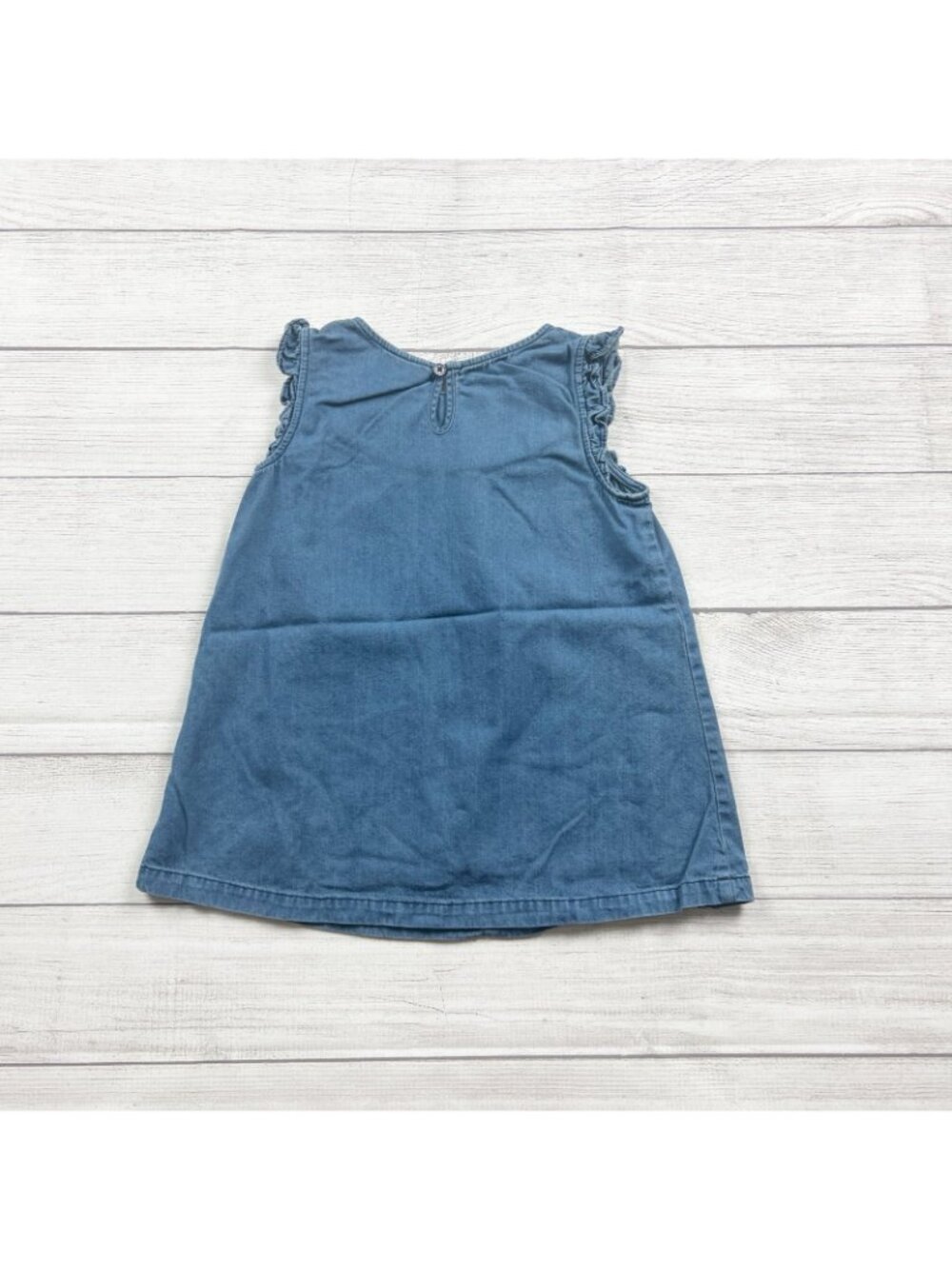 Hanna Andersson Girls Tunic Denim Dress Sleeveless Triangle Embroidery Design 8 - Picture 3 of 3